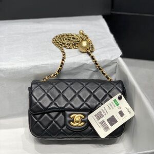 Chanel Mini Black Quilted Bag with Gold Chain